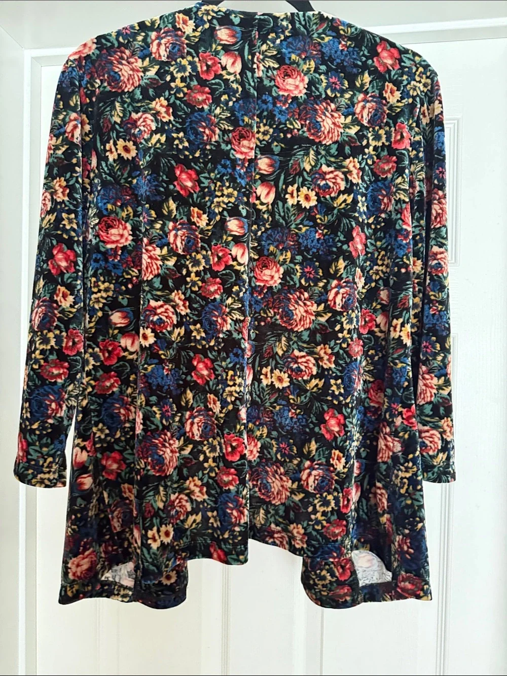 Beautiful Serengeti Velore Floral Open-Front Blazer in Black, Red, Blue